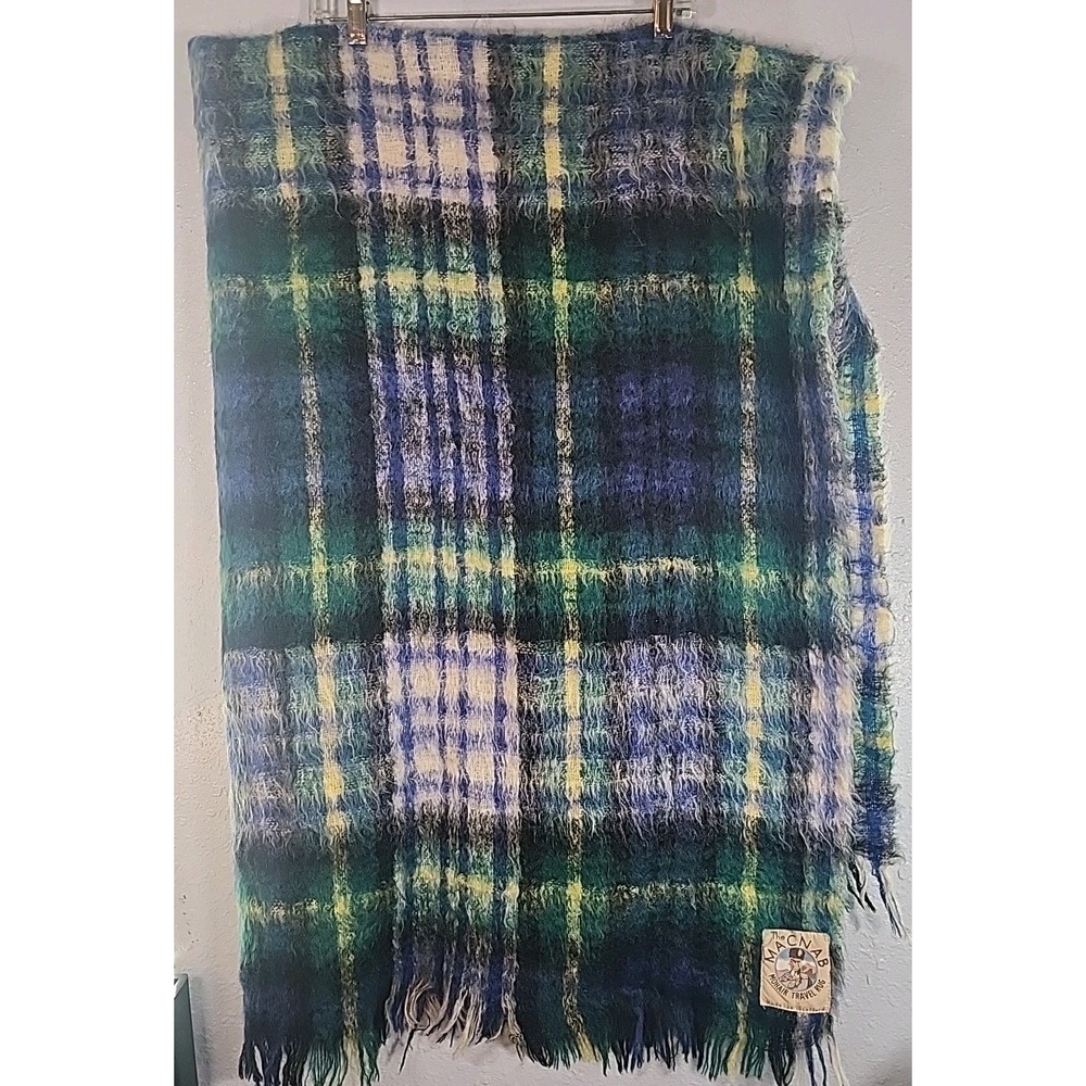 Vintage Macnab Mohair Plaid Travel Rug Scotland 46x68
